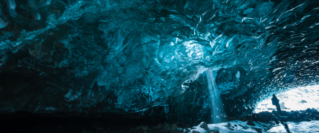 A picture from inside an Ice cave in Iceland.