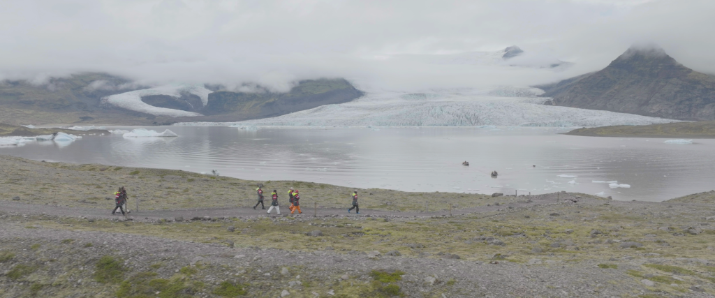People walking for their zodiac boat tour