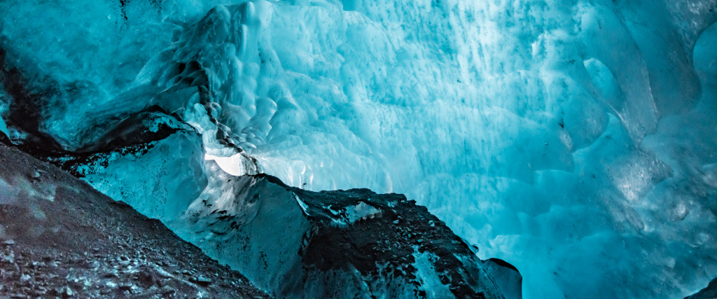 A picture from inside an Ice cave in Southeast Iceland.
